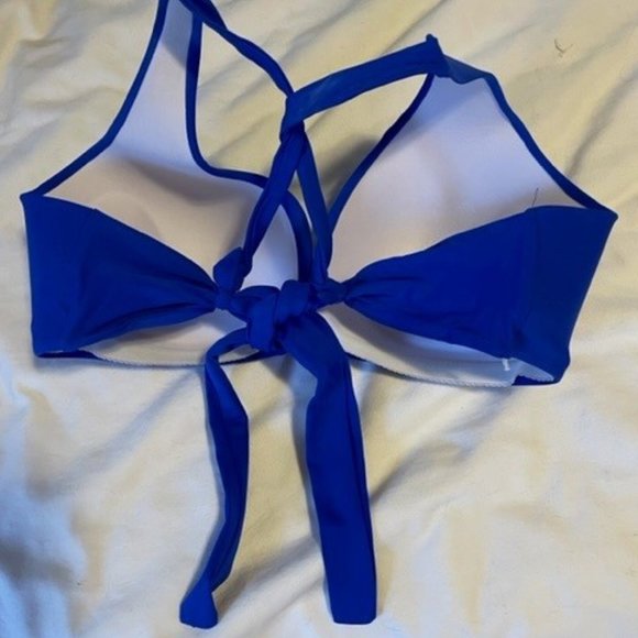 H2oh Halter top bikini in Pacific Blue, worn ONCE! molded cups 32-40 DD-E - Picture 5 of 9